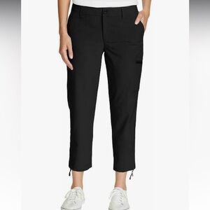 Eddie Bauer Women’s Stretch Ripstop Crop Pant Black Sz 8 Cargo Hiking Outdoor